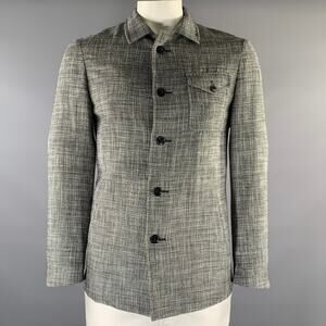 KLEIN EPSTEIN & PARKER Chest Size L Black White & Black Heather Wool Blend Coat